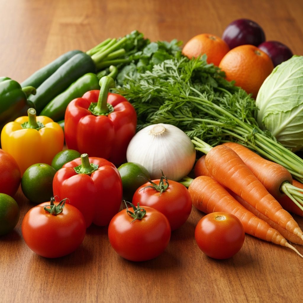 Fresh vegetables and healthy foods